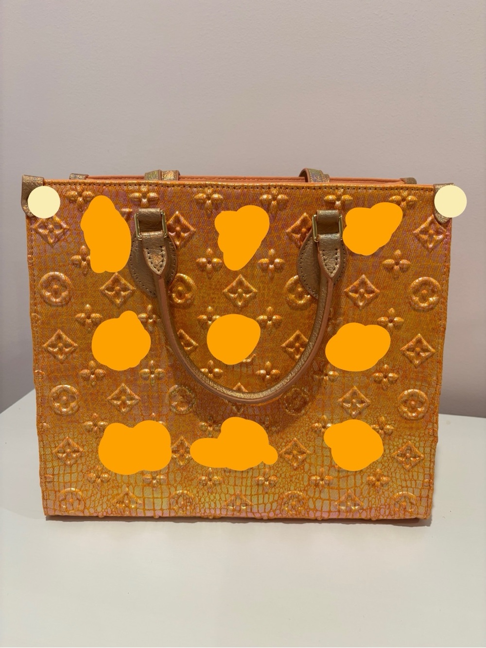 Orange/Gold Textured Tote Bag